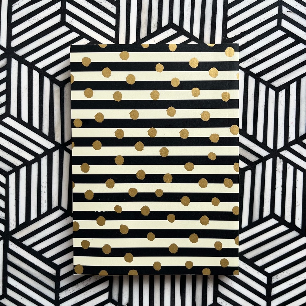 Ruled Journal with Black Stripes and Gold Polka Dots